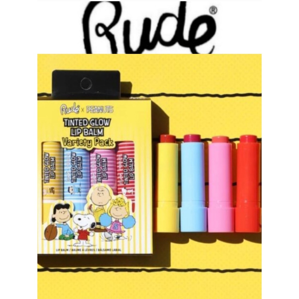 Rude X Peanuts Tinted Glow Lip Balm Variety Pack